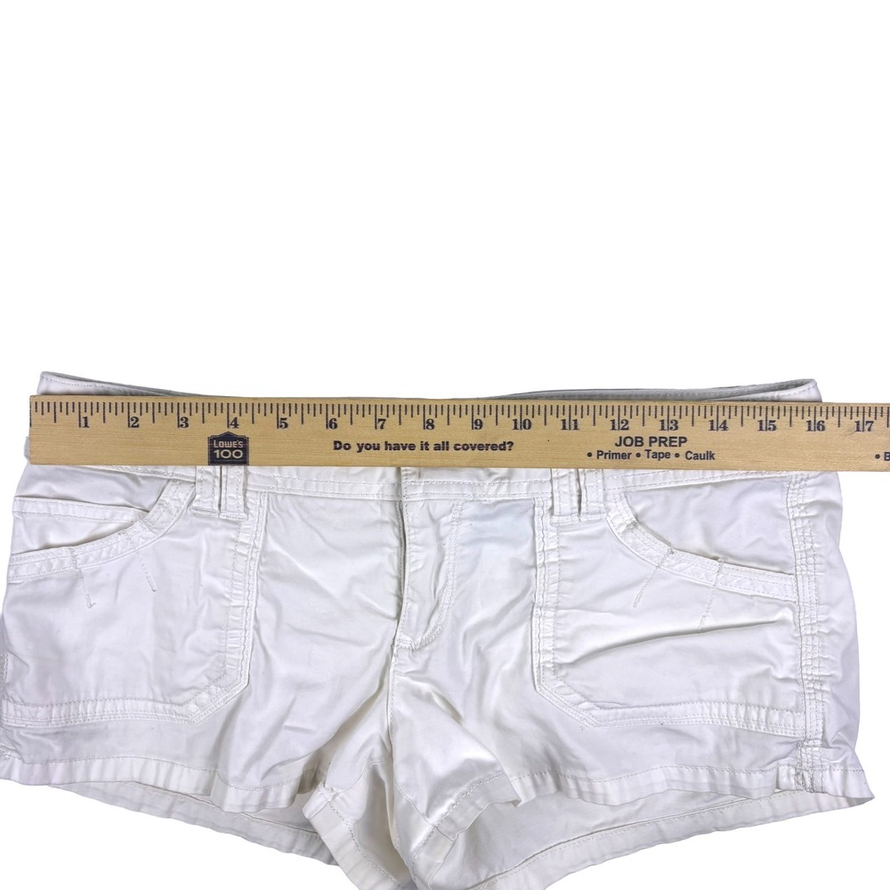 Y2K American Eagle Ultra Low Rise Perfect Shortie Shorts Womens Sz 6 White Micro - Picture 3 of 16